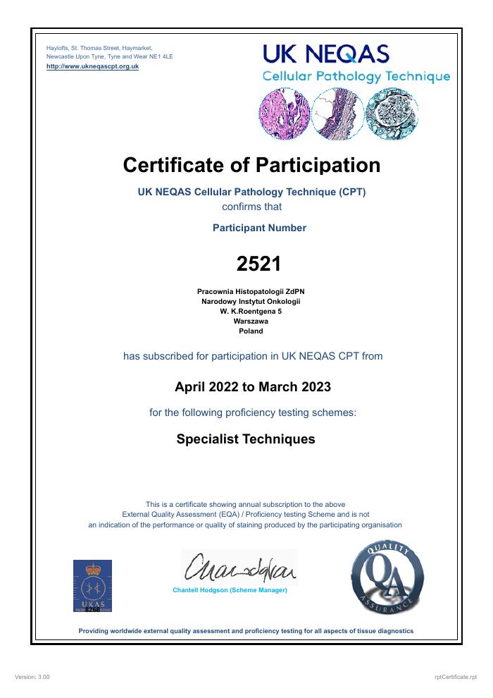 UK NEQAS Specialist Techniques 2022–23