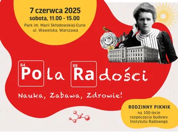 7 czerwca 2025, sobota, 11.00-15.00, Park im. Marii Skłodowskiej-Curie, ul. Wawelska, Warszawa. PoLa RaDości. Nauka, Zabaw…