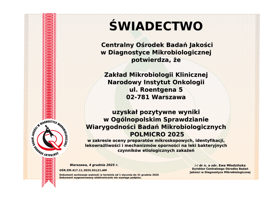 Świadectwo COBJAKM