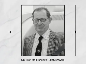 Mężczyzna w okularach, w marynarce i krawacie. Podpis: 